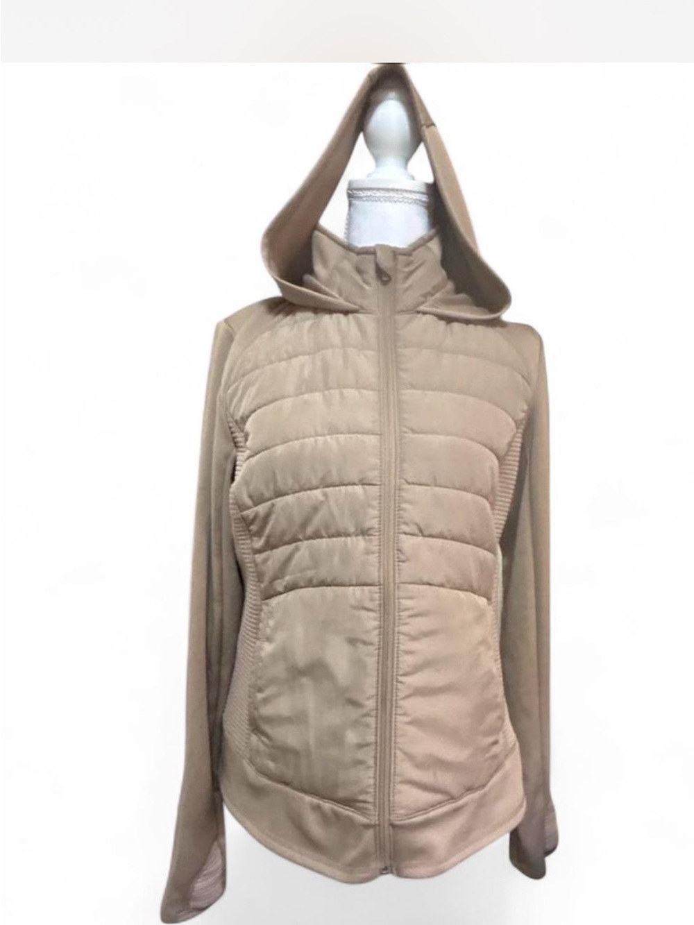 tek gear Beige Hooded Quilted Puffer Jacket
